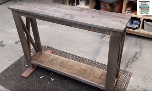 Rustic Hallway Table finished using weathered wood accelerator