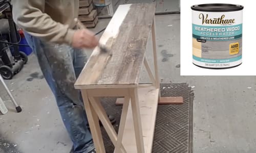 Rustic Hallway Table finishing using weathered wood accelerator