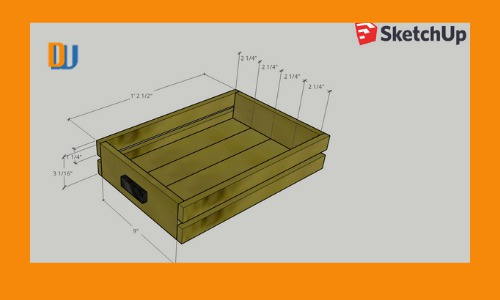 Rustic Wood Serving Tray in SketchUp with dimensions