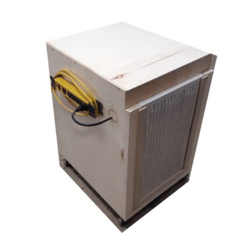 Outside of the shop air filtration cabinet with power bar