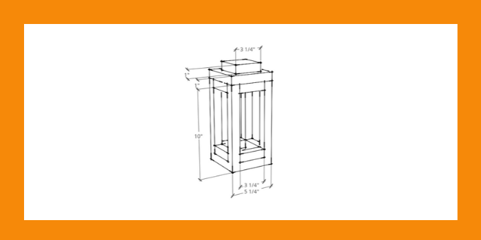 Rustic Wooden candle Lantern Sketch