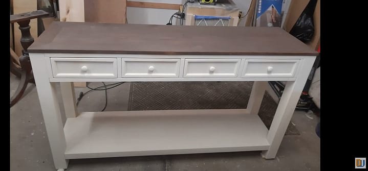 cream chalk paint on console table