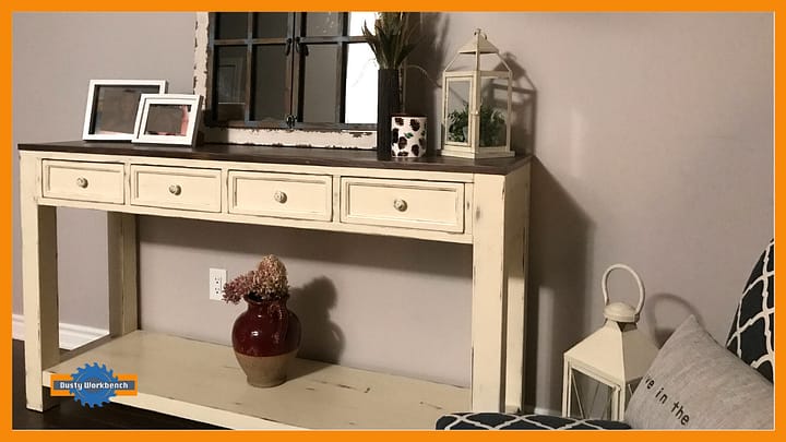completed 4 drawer console table