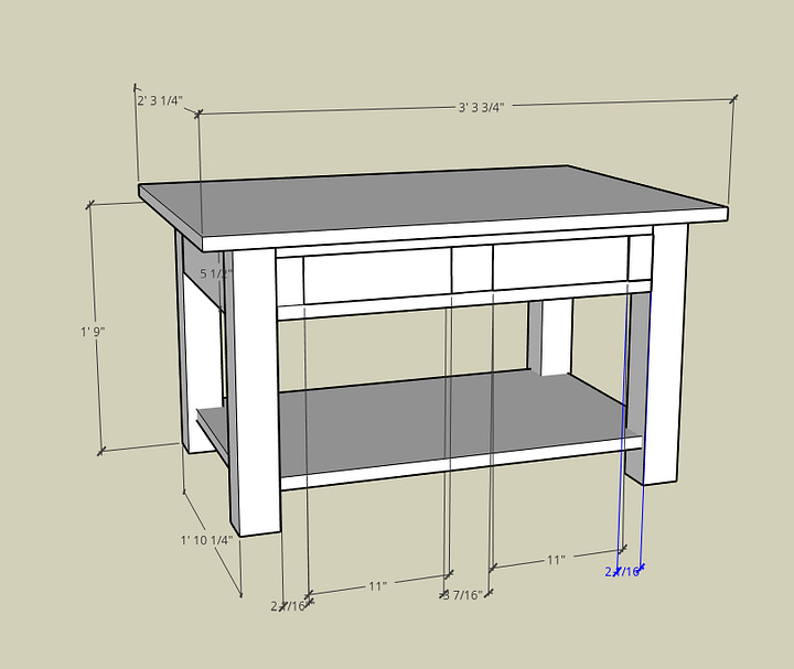 Shaker Style Coffee Table designed in Sketchup