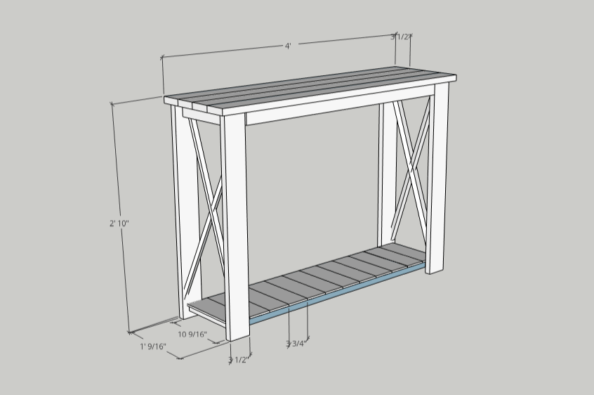 Rustic Hallway Table made in Sketchup